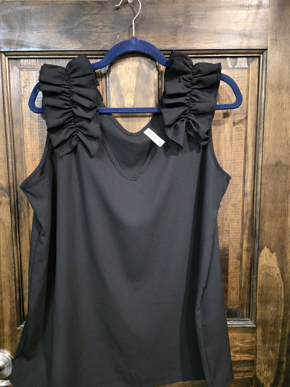 NWOT Plus Size Sleeveless Black Ruffle-Shoulder Top - Unbranded